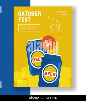 Oktoberfest Party Vertical Poster Flat Cartoon Hand Drawn Templates Background Illustration Stock Vector