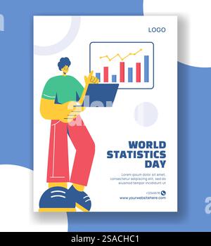 Statistics Day Vertical Poster Flat Cartoon Hand Drawn Templates Background Illustration Stock Vector