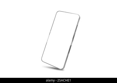 Modern smartphone mockup, blank screen on white background Stock Photo