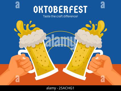 Oktoberfest Party Social Media Background Illustration Flat Cartoon Hand Drawn Templates Stock Vector
