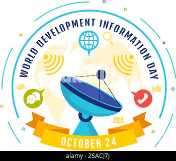 World Development Information Day Vector Illustration on October 24th with Telecommunication And Society to Mobilize Public Opinion in a Background Stock Vector