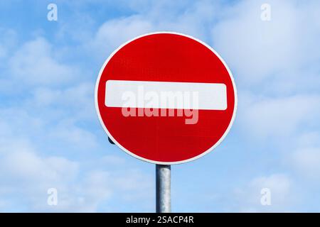 UK Road sign stating no entry into a road Stock Photo - Alamy