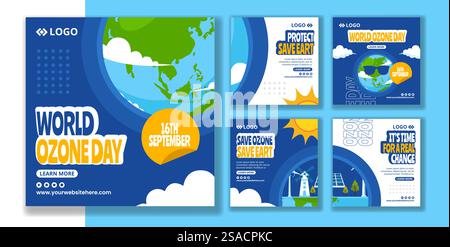 Ozone Day Social Media Post Flat Cartoon Hand Drawn Templates Background Illustration Stock Vector
