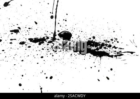 Abstract black paint splashes isolated on white background. Grunge style Stock Photo