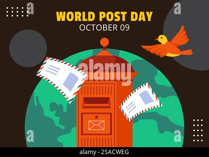 Post Day Social Media Background Flat Cartoon Hand Drawn Templates Illustration Stock Vector