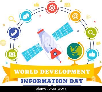 World Development Information Day Vector Illustration on October 24th with Telecommunication And Society to Mobilize Public Opinion in a Background Stock Vector