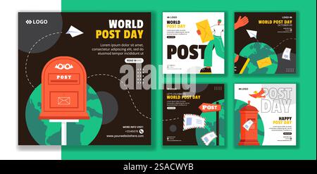Post Day Social Media Post Flat Cartoon Hand Drawn Templates Background Illustration Stock Vector