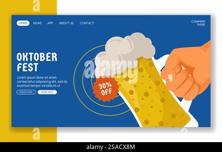 Oktoberfest Party Social Media Landing Page Cartoon Hand Drawn Templates Background Illustration Stock Vector