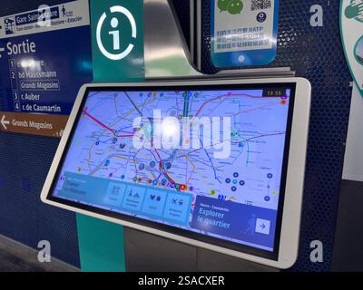 Discovering public transport routes at Gare Saint-Lazare in Paris Stock Photo