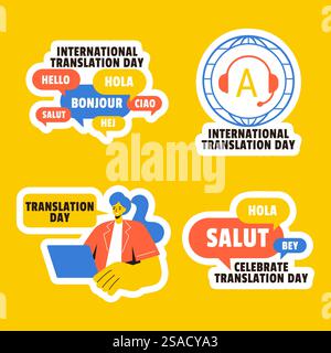 Translation Language Day Label Flat Cartoon Hand Drawn Templates Background Illustration Stock Vector