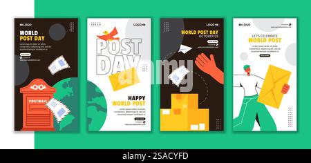 Post Day Social Media Stories Flat Cartoon Hand Drawn Templates Background Illustration Stock Vector