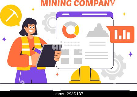 Mining Company Vector Illustration Featuring Heavy Yellow Dumper Trucks ...