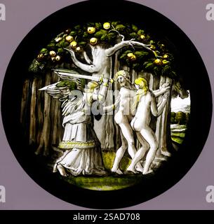 Germanisches Museum. Stained glass window. The expulsion of Adam and ...