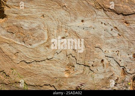 Impressive sandstone rock from the historic Emma open-cast mine in Puertollano, Spain Stock Photo