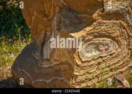 Impressive sandstone rock from the historic Emma open-cast mine in Puertollano, Spain Stock Photo