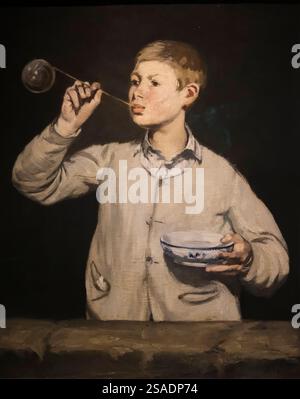 Calouste Gulbenkian Museum. Boy Blowing Bubbles. Edouart Manet. France, 1867. Oil on canvas Stock Photo