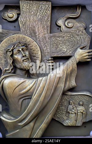 Basilica of Our Lady of La Vang. Way of the cross. 8th Station: Jesus meets the women of Jerusalem.  Vietnam. Stock Photo