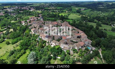 drone photo Medieval city of Pérouges france europe Stock Photo - Alamy