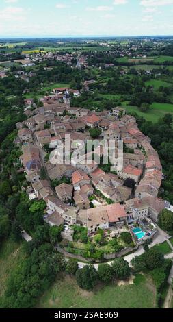 drone photo Medieval city of Pérouges france europe Stock Photo - Alamy