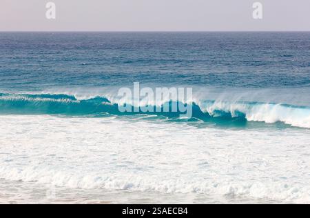 Wind blown wave, Piedra Playa, El Cotillo, Fuerteventura, Canary Islands, Spain, Europe, EU. Taken November 2024 Stock Photo