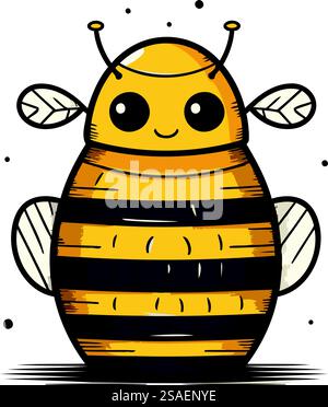cute bee cartoon icon vector illustration graphic design vector illustration graphic design Stock Vector