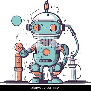 Illustration of Robot Icon in Flat Style Stock Vector Image & Art - Alamy