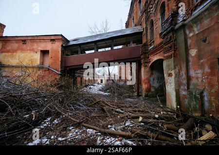 Old abandoned Yelets tobaccos factory. Stock Photo