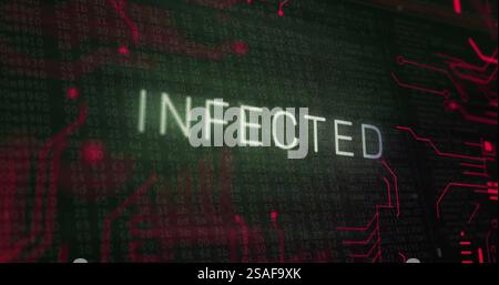 Image of infected text over data processing Stock Photo