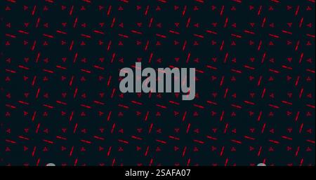Red geometric patterns forming grid over dark background in image Stock Photo