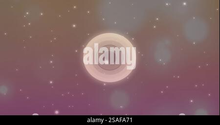 Glowing particles and bokeh image over gradient background Stock Photo