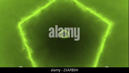 Image of glowing neon shapes moving over black background Stock Photo