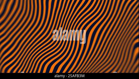 Wavy orange and black lines creating abstract image pattern Stock Photo
