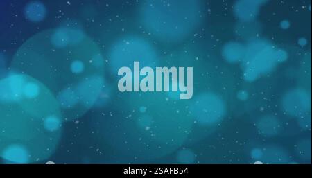 Image of glowing light spots moving over blue background Stock Photo