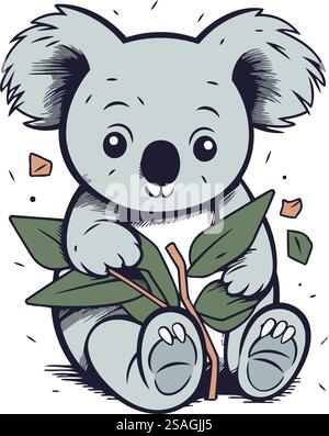 Eucalyptus Branch Vector Outline Illustration Stock Vector Image & Art ...