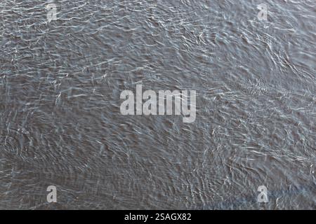 Water texture with light ripples on the surface. Calm water with small waves and light reflections creating an interesting visual effect. Background Stock Photo