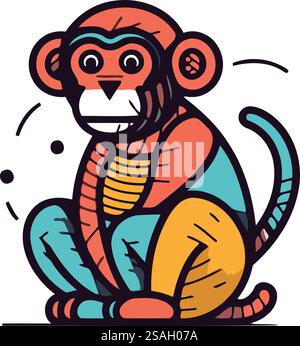 Cute monkey in flat style illustration Stock Vector Image & Art - Alamy