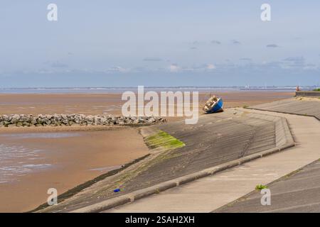 A shipwreck on the Wirral coast in Meols, Merseyside, England, UK Stock Photo