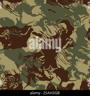 Brushstroke camouflage seamless vector pattern Stock Vector