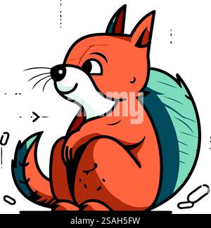 Hand drawn fox. Cartoon fox outline doodle style. Vector transparent ...