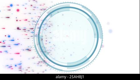 Image of circular scanner over moving coloured particles Stock Photo