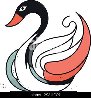 Business Line Icon for Web Print - Vector Illustration Of Swan Line Art Design For Web Site Advertising Banner Poster And Print 2sahcc9