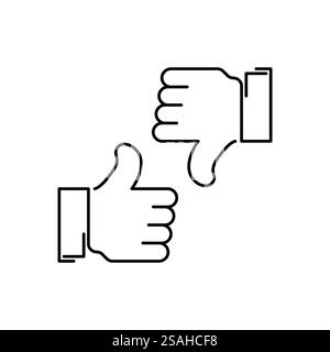 Thumbs up and thumbs down. Vector line icon Stock Vector