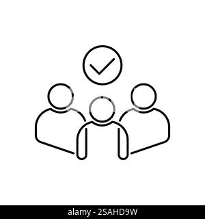 effective teamwork icon with black thin line group. simple trend linear logotype graphic web stroke design element isolated on white. concept of polic Stock Vector