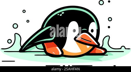 Cute penguin. Vector illustration in doodle style. Stock Vector