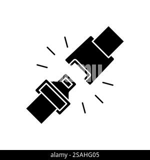 Seat belt icon. Safety seat belt vector illustration. Fasten your seat belt sign. Safety transportation pictogram. Driver protection strip with buckle Stock Vector