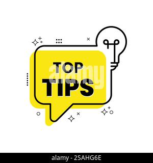 Top tips geometric message bubble with light bulb emblem. Banner design for business and advertising. Vector illustration. Stock Vector