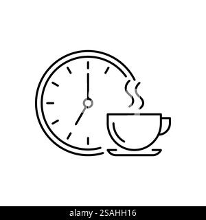 coffee time icon, tea time , thin linear symbol for web and mobile phone on white background - editable stroke vector illustration Stock Vector