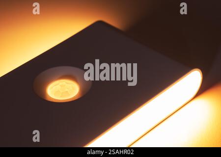Small solar night led light with motion sensor Stock Photo