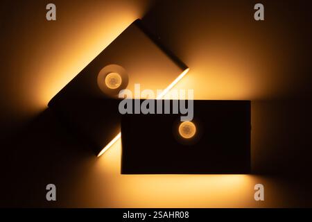 Two small solar night led light with motion sensor Stock Photo