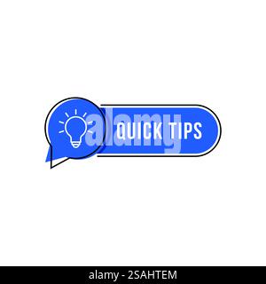 blue speech bubble with quick tips text. flat minimal trend modern faqs logotype graphic art design isolated on white background. concept of message o Stock Vector